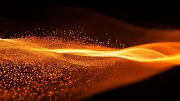 Golden Abstract Particle Wave Flowing Against a Black Background in 4k Resolution video