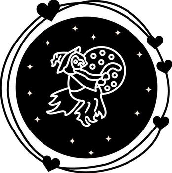 Witch on Broom Consistent UI Graphic Element vector