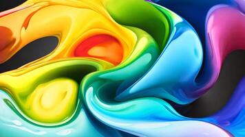 regnbåge virvla runt av färger strömmande i ett abstrakt mönster på en mörk grå bakgrund video