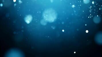 abstrakt blå rörelse av flytande partiklar och ljus bokeh bakgrund video