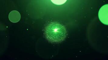 abstrakt grön partiklar flytande i Plats med bokeh effekter video