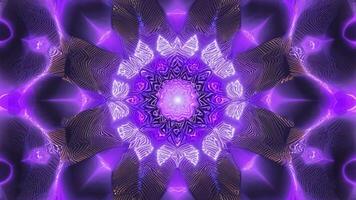 Purple Luminous Mandala Expands and Contracts, Creating Symmetrical Patterns on a Dark Background video