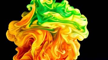 kleurrijk inkten mengen en kolken tegen een zwart achtergrond creëren een abstract patroon video