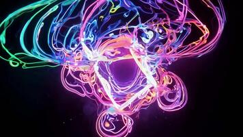 bunt abstrakt gestalten dreht sich gegen schwarz Hintergrund Erstellen faszinierend bewirken video