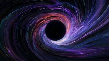 Rotating Black Hole Simulation With Colorful Light Trails in Deep Space video
