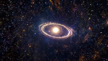 utforska avlägsen galax med ljus stjärna och ringar i djup yttre Plats video