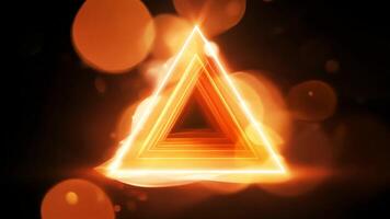 lysande trianglar animering med bokeh effekt på mörk bakgrund på natt video