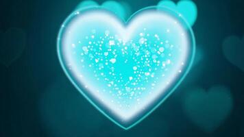 Heart Shaped Light With Particles Floating in Center and Blurred Hearts in the Background video