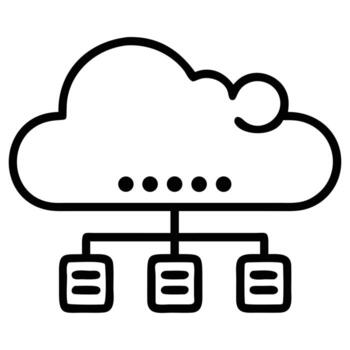 nube informática con datos servidor conexiones representado en un minimalista línea Arte estilo vector