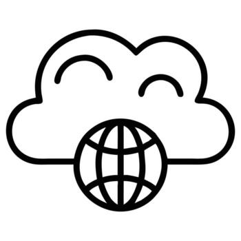 Cloud and Globe Icon Illustration, Internet Network Technology Outline Style vector