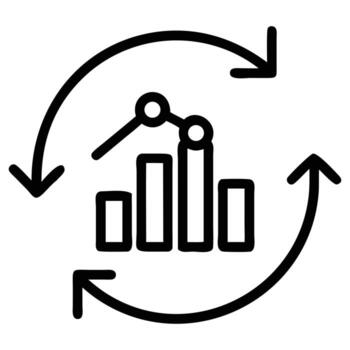 Graph and Circular Arrows Showing Continuous Improvement Process in Doodle Style vector