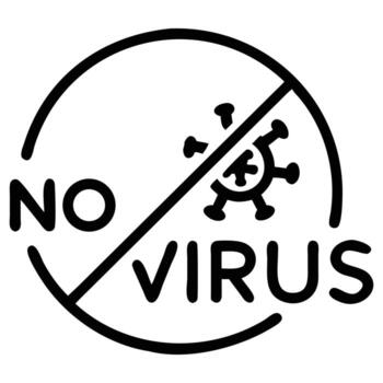 icon depicting prohibition of virus, with circle and text for prints vector