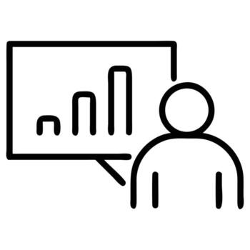 hombre presentación bar grafico gráfico en un sencillo línea Arte dibujo vector