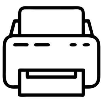 Office printer line illustration with paper for document output and printing vector