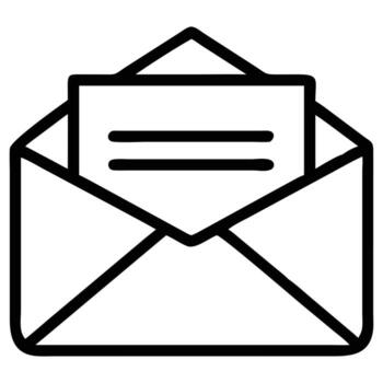 abierto contorno sobre con carta, lineal icono estilo para mensaje diseño vector