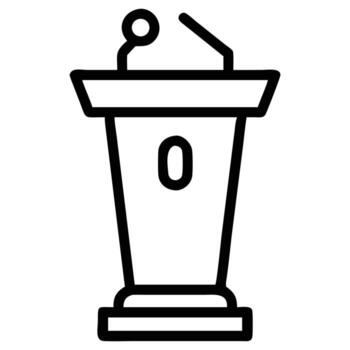 Podium outline icon with microphone for presentations, speeches, and public speaking events vector