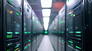 Inside a Working Data Center With Servers and Flashing Lights video