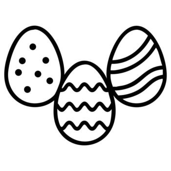 sencillo línea dibujo con Pascua de Resurrección huevos presentando puntos, rayas, y zigzags vector