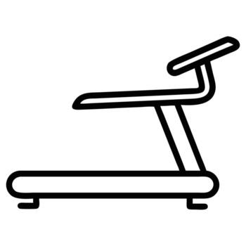 Treadmill running machine icon in outline style for fitness app vector