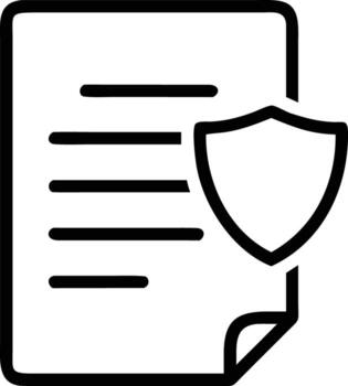 Secured document icon with shield symbol in line art style for ui design vector