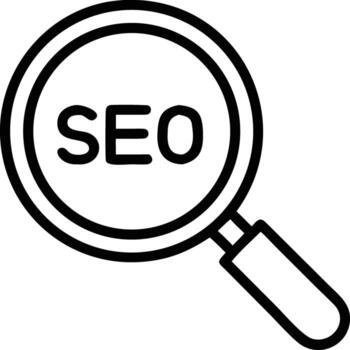 seo texto dentro aumentador vaso línea arte, buscar motor mejoramiento concepto vector