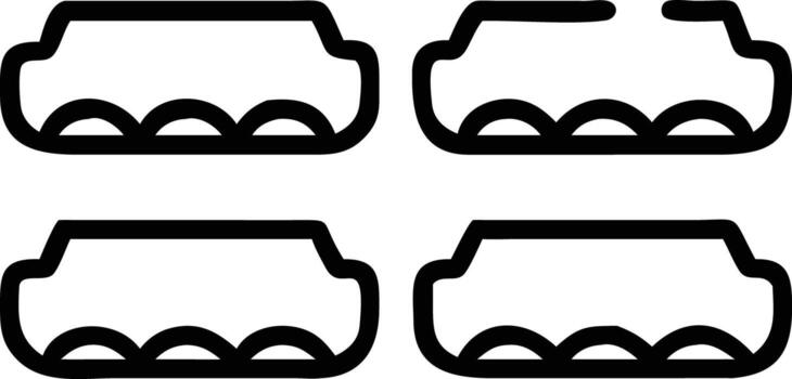 Set of outline icons representing knuckle dusters with rounded edges and simplified shapes vector