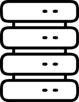 Server icon, data storage with rounded edges, database symbol in black line vector