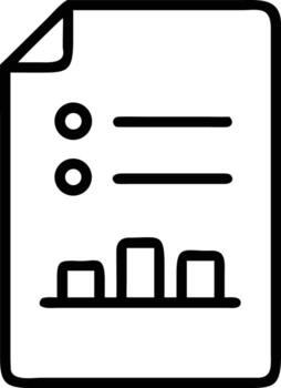Sheet with checklist, bars, and rounded corners icon illustration for reports vector