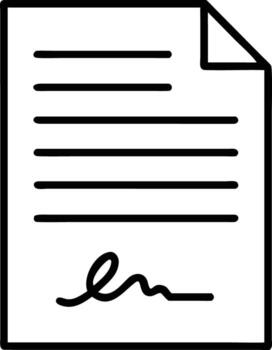 Signed document illustration with lines of text on paper sheet vector
