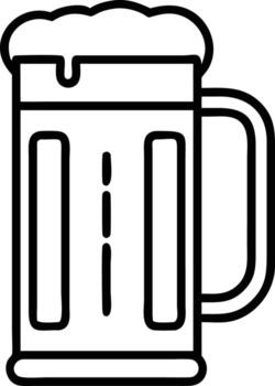 Simple beer mug line art with frothy foam outline design vector
