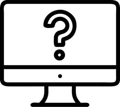 Simple Computer Monitor Icon with Question Mark Line Art Style for UI Design vector