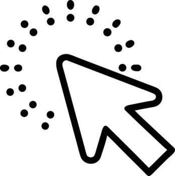 Simple cursor arrow with action dots line art icon vector