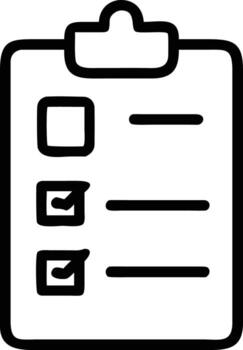 sencillo garabatear portapapeles con marcas de verificación icono para web diseño vector