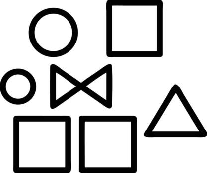 Simple geometric shape icons including circle, square, triangle, bow tie shape vector