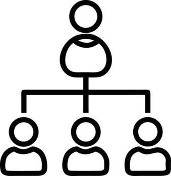 sencillo jerárquico estructura con Tres subordinados en negrita contorno estilo vector