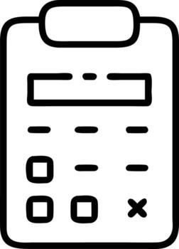 sencillo icono ilustración de un portapapeles con Lista de Verificación y cruzar marca para ui diseño vector