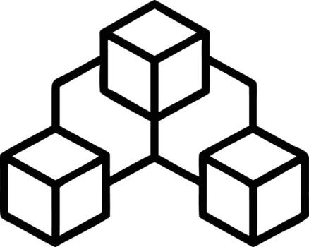 Simple line art of connected cube network, blockchain technology concept vector