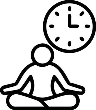 Simple line art of meditating person with clock above head vector