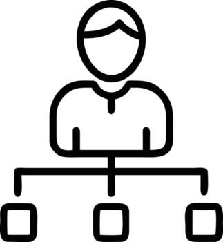 Simple line art of organizational chart with head person and hierarchy vector