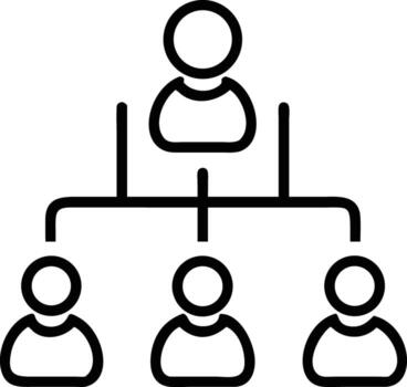 Simple line art of organizational chart or hierarchy with connected team members vector