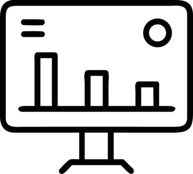 Simple Line Art Style Presentation Screen with Bar Chart Graph and Circle vector