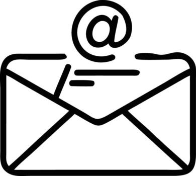 Simple outline of an email envelope with an at symbol on top vector