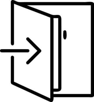 Simple outline of entrance doorway with arrow pointing inside for design projects vector