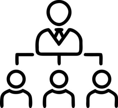 Simple outline of organization chart showing leader and subordinates connection vector