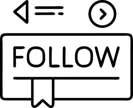 Simple Outline Social Media Follow Button Illustration for Web Design vector