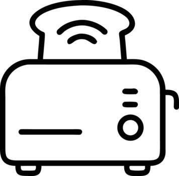 Simple outline style toaster with two slices of bread illustration for print vector