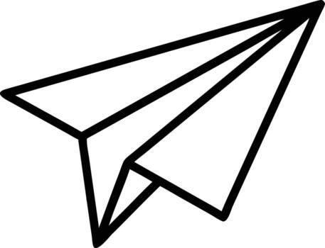 Simple paper airplane icon in outline style, for travel or message concept vector