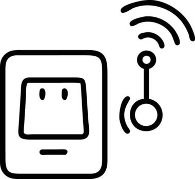 Smart home light switch outline icon with wifi signal indicator design vector
