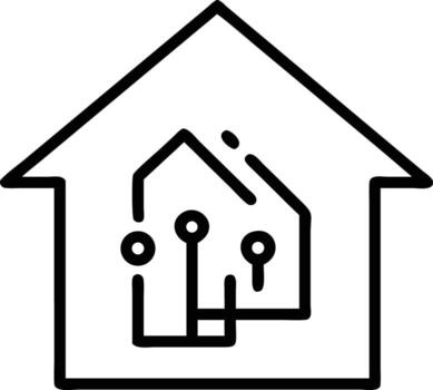 Smart home circuit outline icon , connected home technology for device interface vector