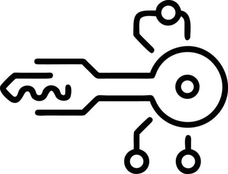 Smart key icon for security, line art digital access solution vector